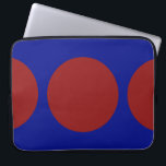 Red Circles on Blue Laptop Sleeve<br><div class="desc">This bold geometric pattern features a red circle in the centre and two red half circles on the edges of a blue background. If you'd like to add a monogram or image to the design, click the "Customise it!" button. Digitally created image. Copyright © 2011 Claire E. Skinner. All rights...</div>