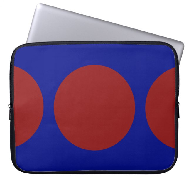 Red Circles on Blue Laptop Sleeve (Front)
