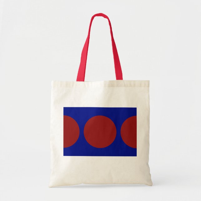 Red Circles on Blue Tote Bag (Front)