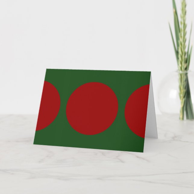Red Circles on Green Holiday Card (Front)