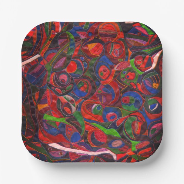 Red circles paper plate (Front)