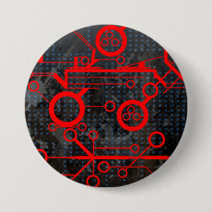 Red Circuit 7.5 Cm Round Badge