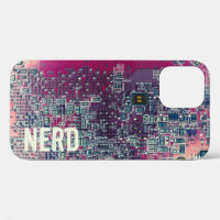 Red circuit board nerd retro design