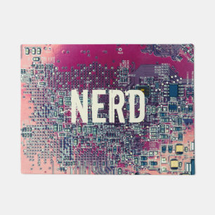 Red circuit board nerd retro design doormat