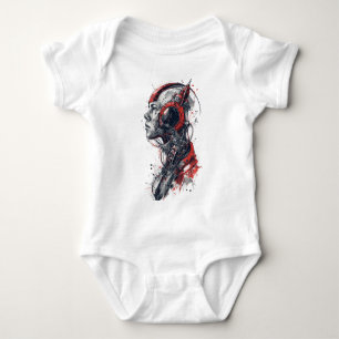 Red circuit dream baby bodysuit