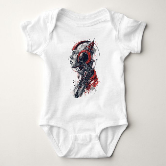 Red circuit dream baby bodysuit (Front)