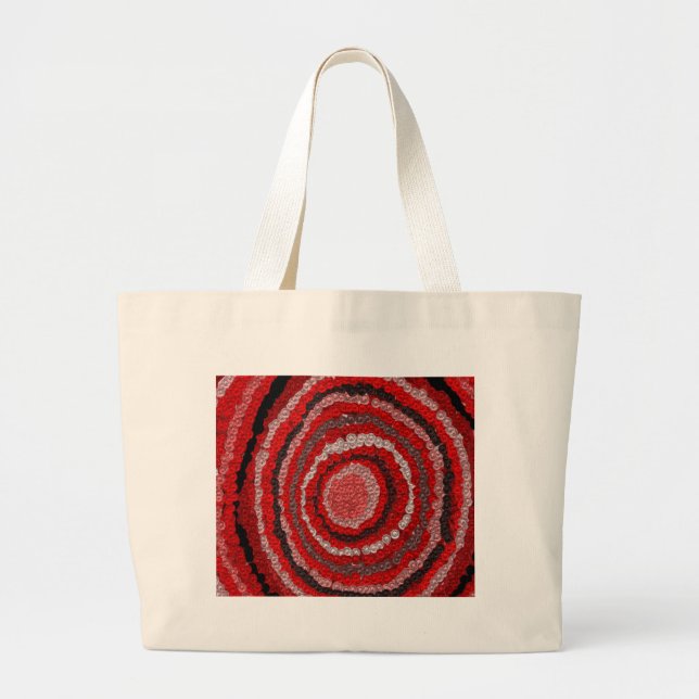Red Circular Designer Pattern Large Tote Bag (Front)