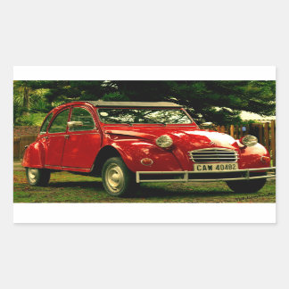 Red Citroën 2CV Rectangular Sticker