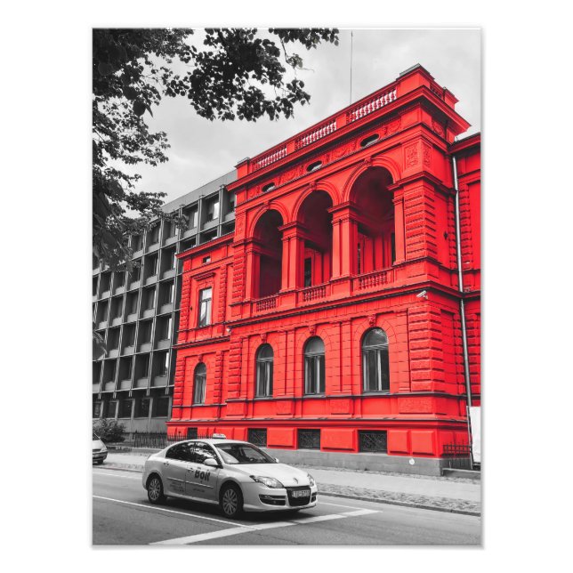 Red City Building Minimalist Photography Photo Print (Front)