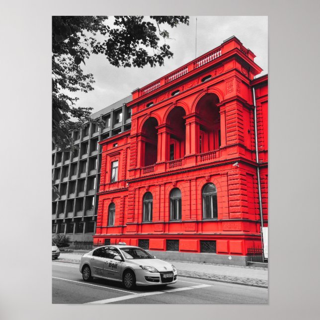 Red City Building Minimalist Photography Poster (Front)