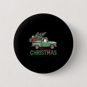 Red Ckup Truck Christmas Tree Vintage Christmas Me 6 Cm Round Badge