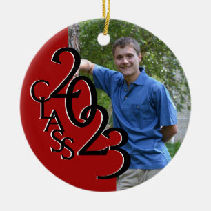 Red Class 2016 Graduation Photo Ceramic Tree Decoration