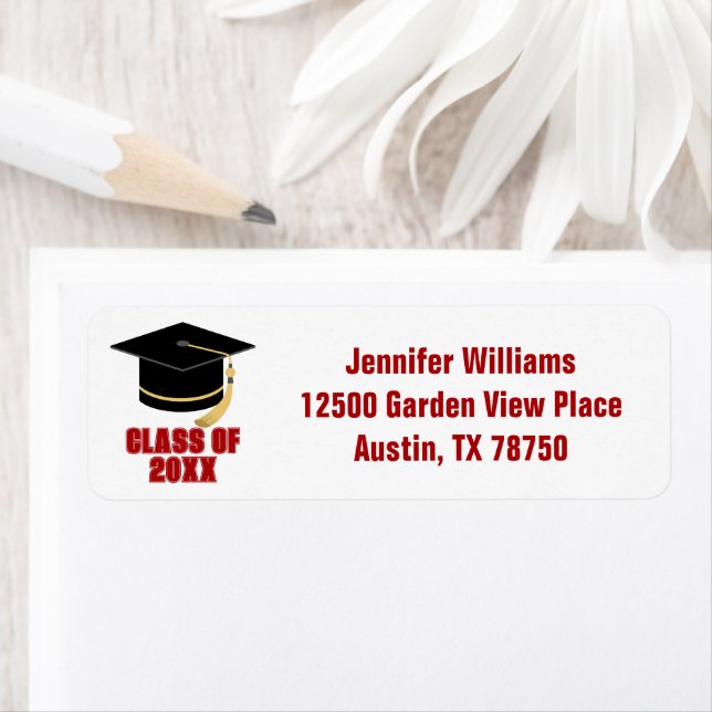 Red Class of 2025 Graduation Party Return Address Label (Insitu)