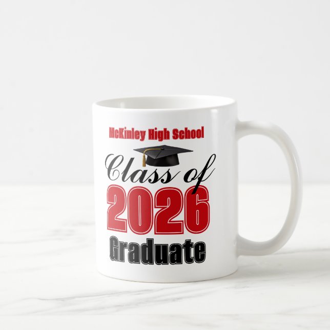 Red Class of 2026 Graduation Keepsake Coffee Mug (Right)