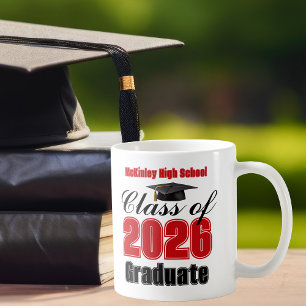 Red Class of 2026 Graduation Keepsake Coffee Mug