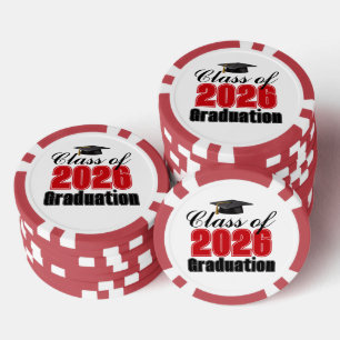 Red Class of 2026 Graduation Party Poker Chips