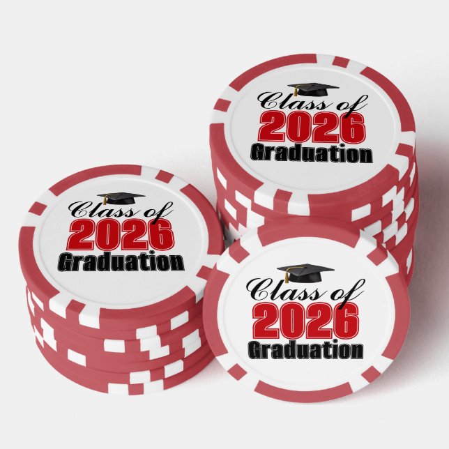 Red Class of 2026 Graduation Party Poker Chips (Stack)