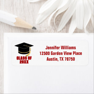 Red Class of 2026 Graduation Party Return Address Label