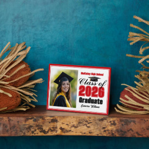 Red Class of 2026 Graduation Photo Plaque