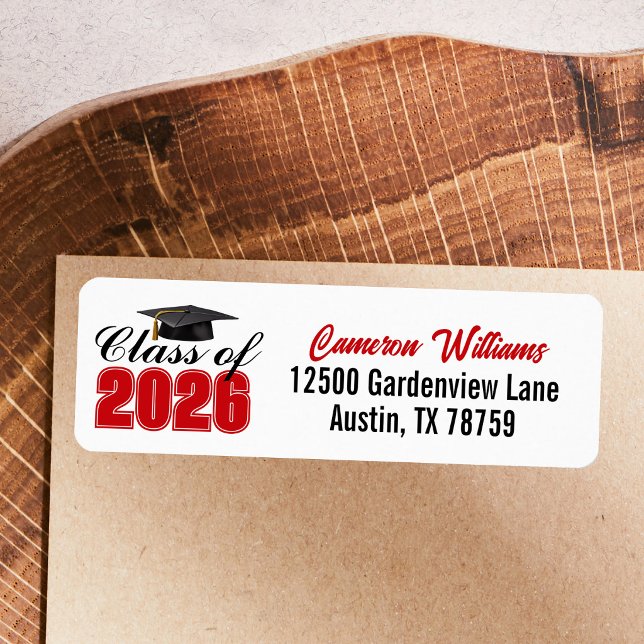Red Class of 2026 Graduation Return Address Label (Creator Uploaded)