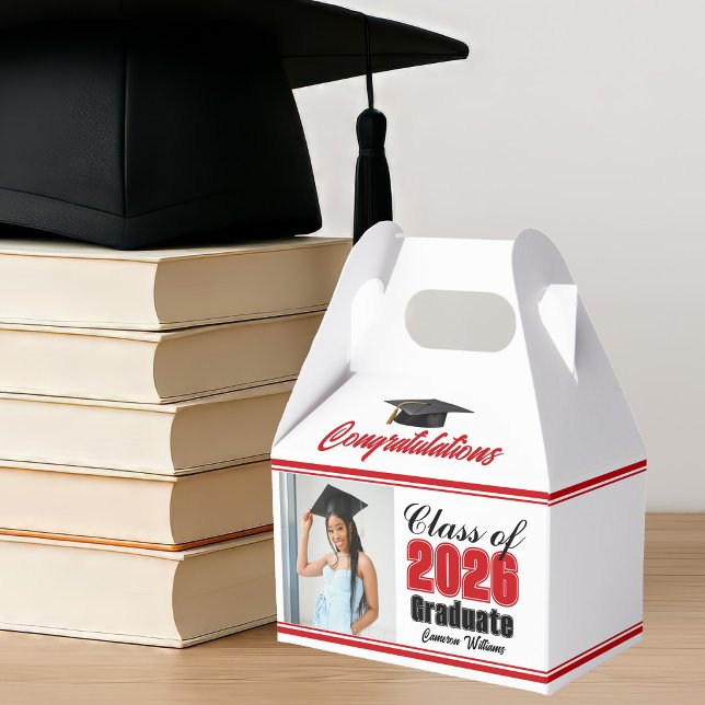 Red Class of 2026 Photo Graduation Party Favour Box (Creator Uploaded)
