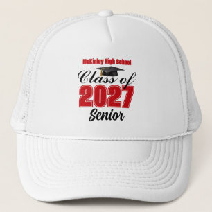 Red Class of 2027 Senior Custom High School Trucker Hat