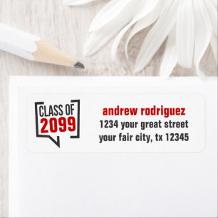 Red Class Year Speech Bubble Label Return Address Label