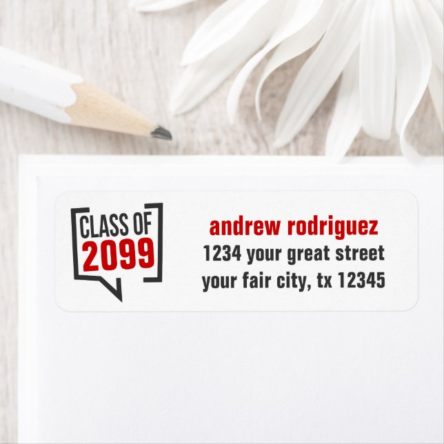 Red Class Year Speech Bubble Label Return Address Label (Insitu)