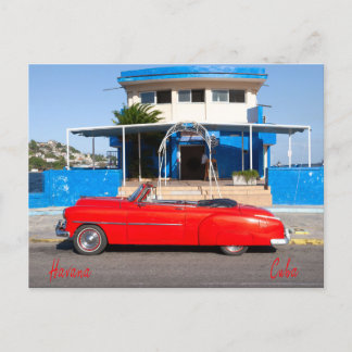 Red classic car, Havana Postcard