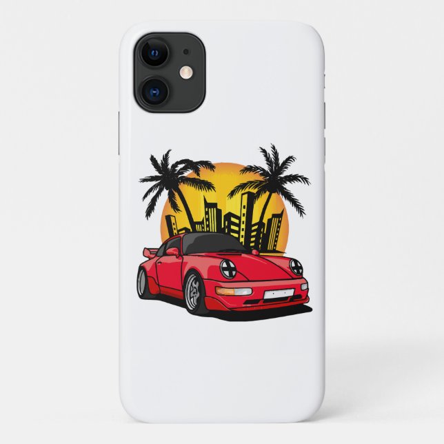 Red Classic Carrera in City Sunset Case-Mate iPhone Case (Back)