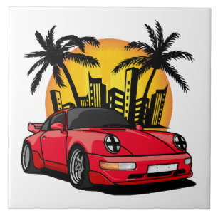 Red Classic Carrera in City Sunset Ceramic Tile