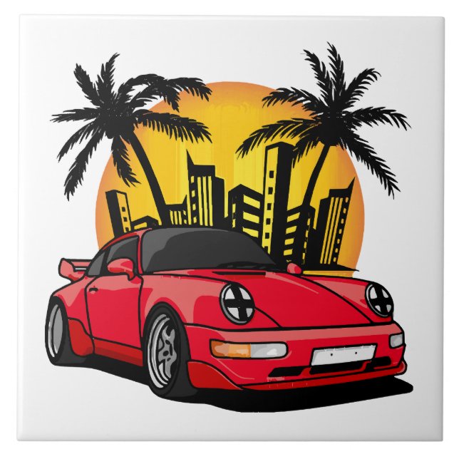 Red Classic Carrera in City Sunset Ceramic Tile (Front)