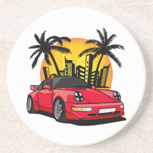 Red Classic Carrera in City Sunset Coaster