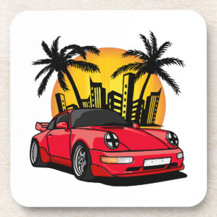 Red Classic Carrera in City Sunset Coaster