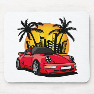 Red Classic Carrera in City Sunset Mouse Pad