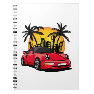 Red Classic Carrera in City Sunset Notebook