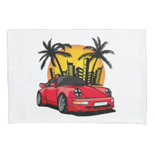 Red Classic Carrera in City Sunset Pillowcase