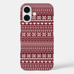 Red Classic Christmas Sweater Pattern iPhone 16 Case