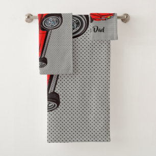 Red Classic Corvette  Design Bath Towel Set