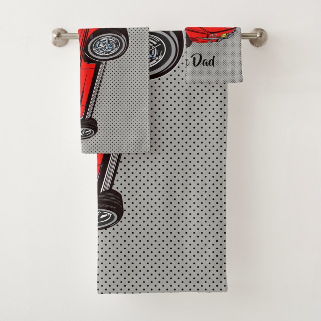 Red Classic Corvette  Design Bath Towel Set (Insitu)