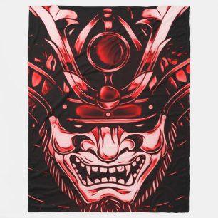 Red Classic Demon Samurai Custom Large Fleece Blanket
