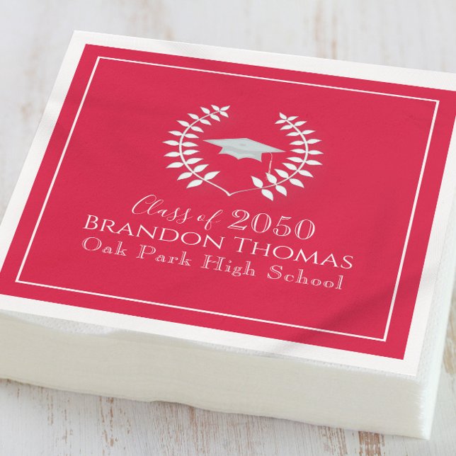 Red Classic Graduation Party Custom Napkin (Creator Uploaded)