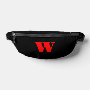 Red Classic Initial Letter Black Stylish Bum Bags