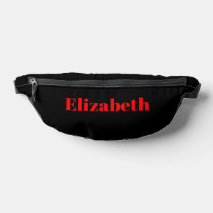 Red Classic Personalised Name Black Stylish Bum Bags
