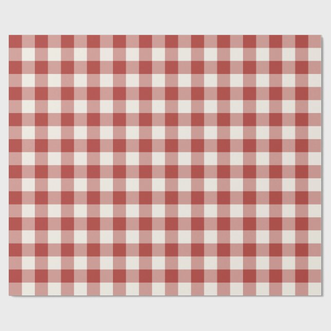 Red Classic Picnic Gingham Check Wrapping Paper (Flat)