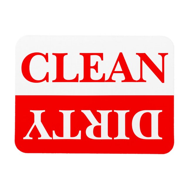 Red Clean and Dirty Dishwasher Magnet (Horizontal)