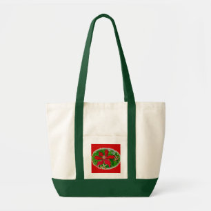 Red Clematis Merry Christmas Tote Bag