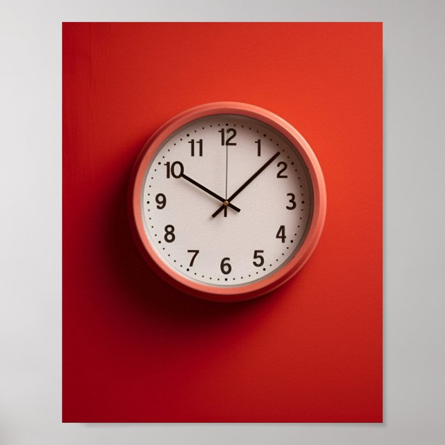 red clock on red wall poster (Front)