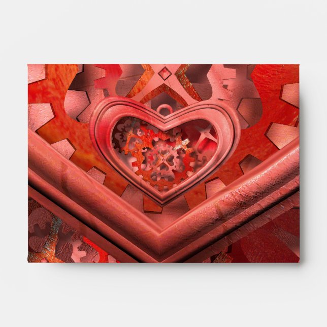 red clockwork heart envelope (Front)