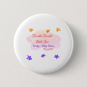 Red clouds twinkle Twinkle Little Star baby shower 6 Cm Round Badge